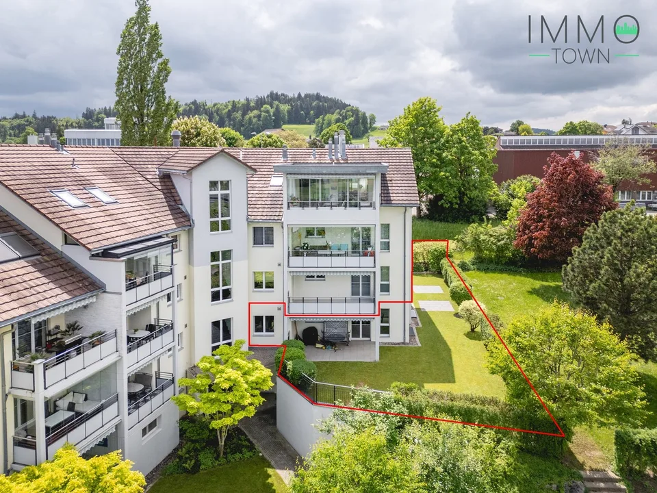 Living with a view: Spacious garden apartment with 280 m² fantastic, private garden paradise