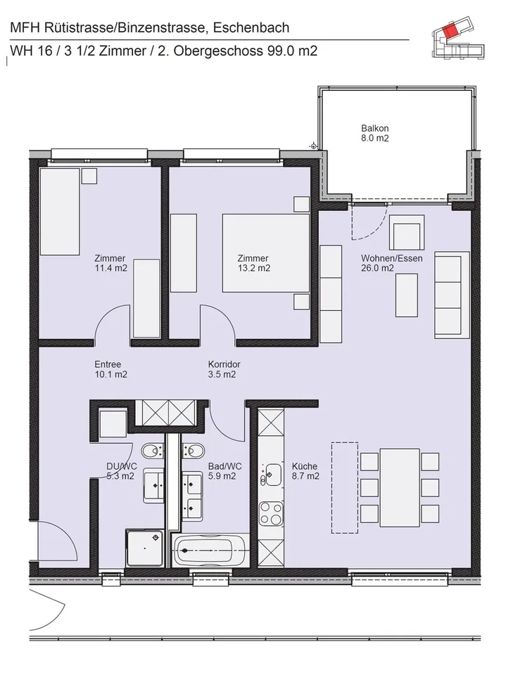 Modern 3.5-room apartment in a central location