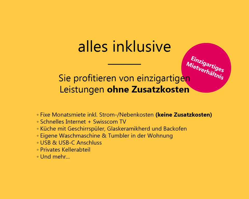EINZIGARTIGES MIETVERHÄLTNIS - ALLES INKLUSIVE - STROM, NK + INTERNET & TV