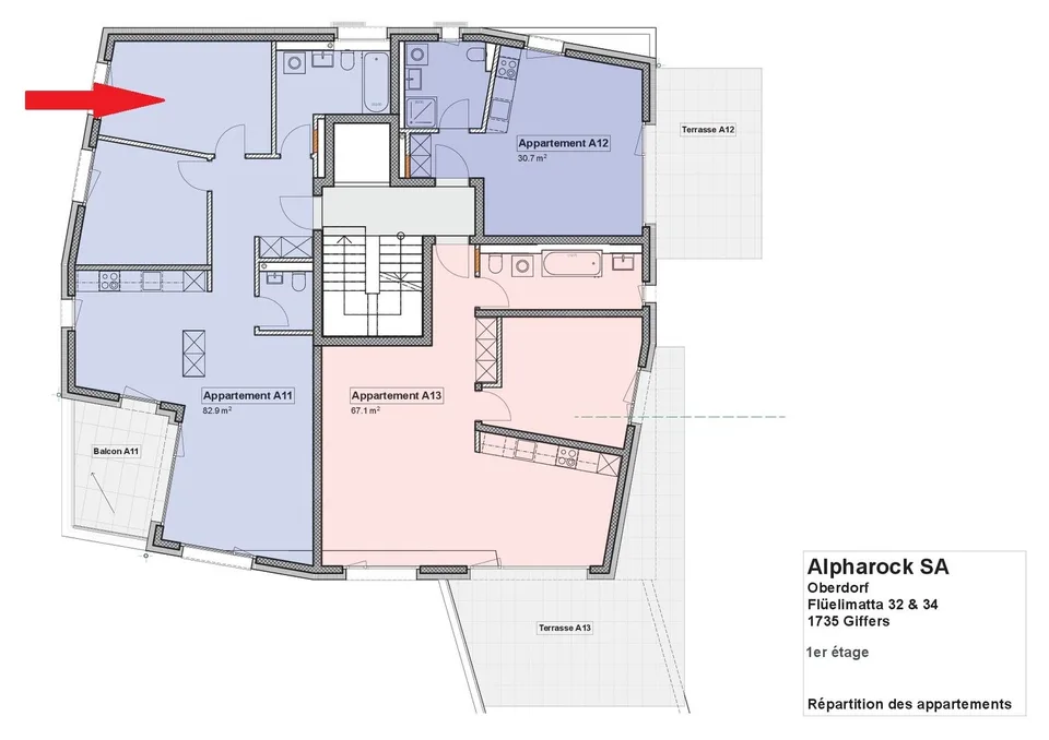 Magnifique appartement de 3.5 pièces au 1er étage au coeur de Giffers