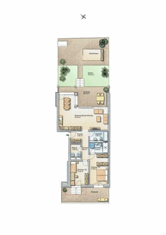 Newly built comfort with garden idyll - high-quality 3.5-room garden apartment directly adjacent to the agricultural zone