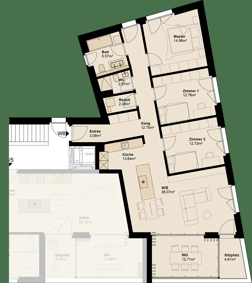 Exklusive Gartenwohnung mit hoher Energieeffizienz und unverbaubarer Aussicht.Neue Preise! - W6