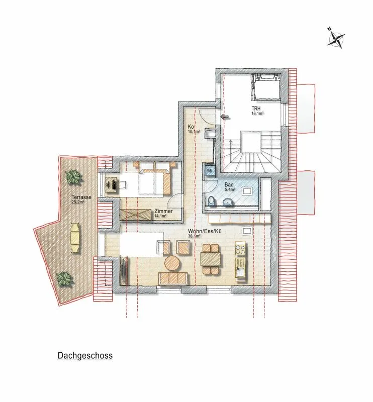 Wohnen mit Weitsicht - attraktive 2.5-Zimmer Neubau Wohnung mit Dachterrasse