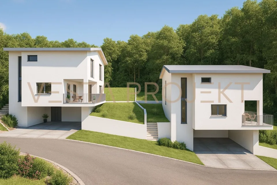 Genehmigtes Bauprojekt für zwei moderne Einfamilienhäuser mit Minergie-Standards und Panoramablick