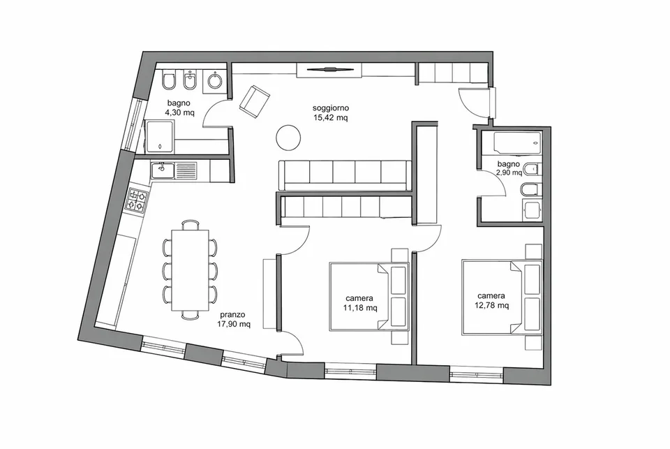 Comfortable and new 3.5-room pied-à-terre in the center of Lugano