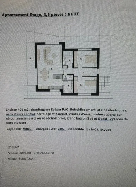 For rent in Veyras, 3.5-room apartments NEW