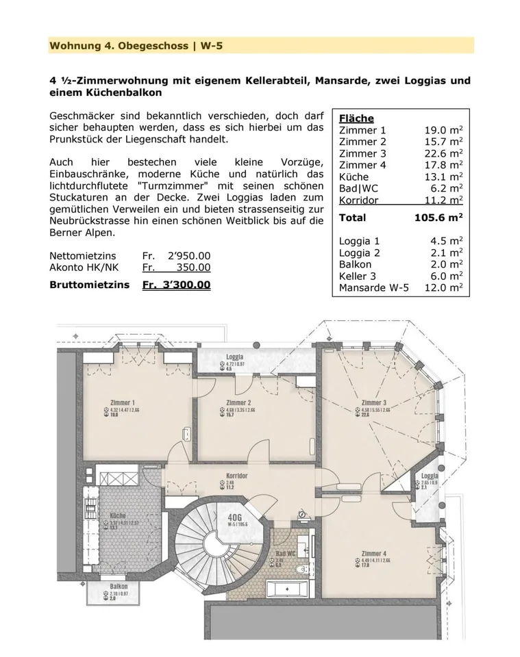 4.5 Zimmer Altbauwohnung in der Länggasse
