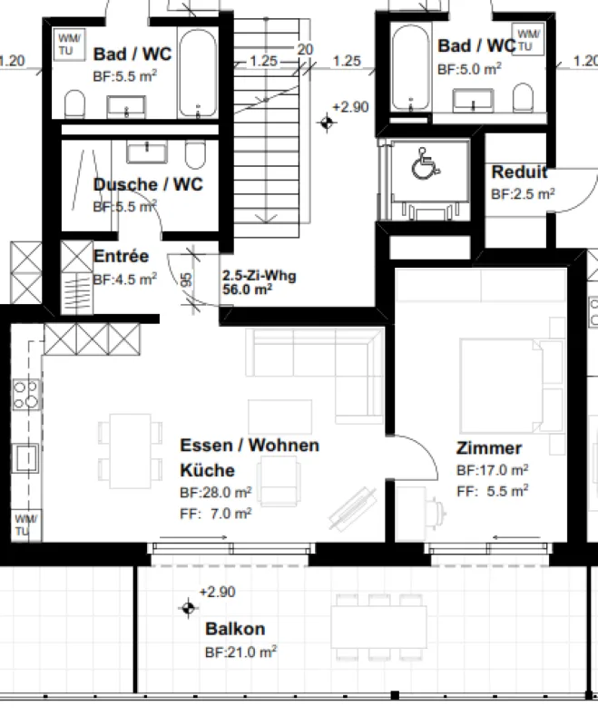 Stilvolle 2.5-Zimmerwohnung in ländlicher Umgebung