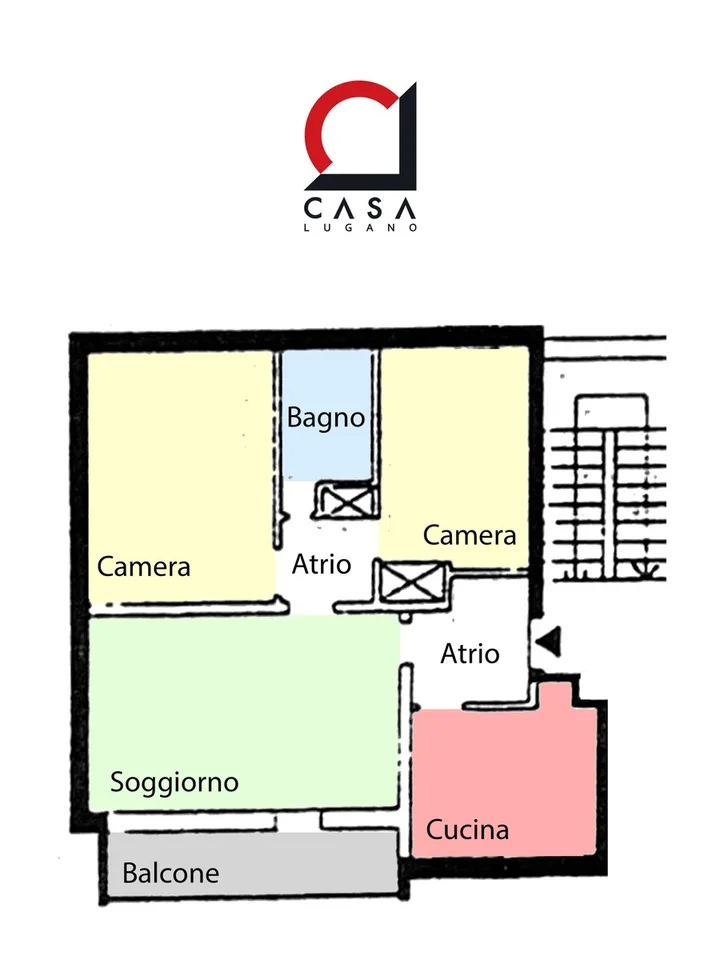 Schönes 3,5-Zimmer-Wohnung, teilweise renoviert, mit überdachtem Balkon.