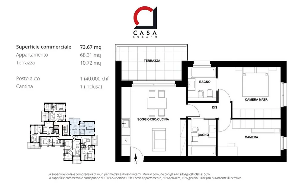 New modern 3.5-room apartment with two covered parking spaces, ready for immediate occupancy.