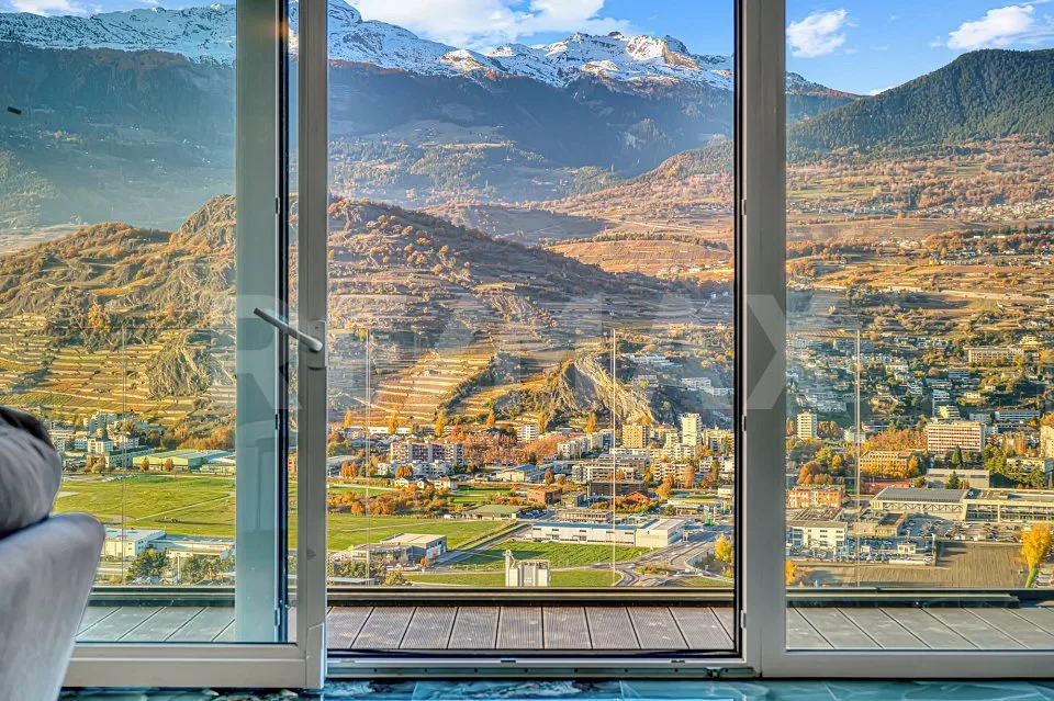 Villa neuve 2025 | Duplex 4.5p 151m² terrasse vitrée | Vue vallée du Rhône  Hauteurs de Sion