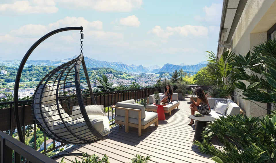 Appartement 3.5 pièces avec terrasse de 32 m² et vue sur le lac – Intimité comme dans une maison unifamiliale à Kriens