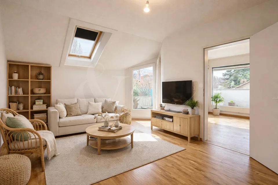 Exclusive attic occupying the entire floor with vast terrace in the heart of Perly