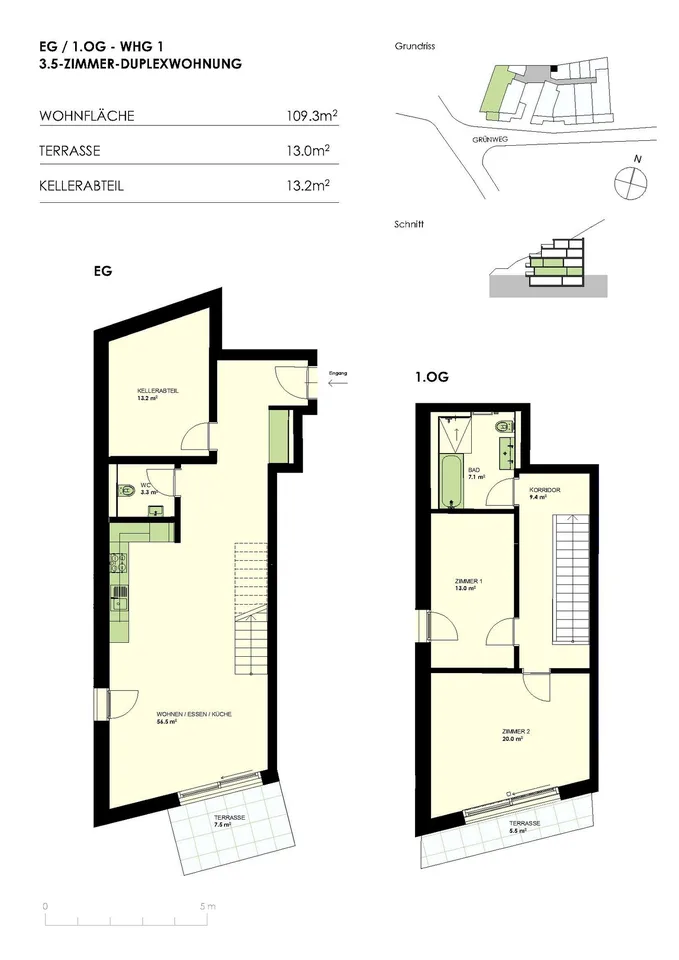 Privileged location - modern 3.5 room duplex apartment