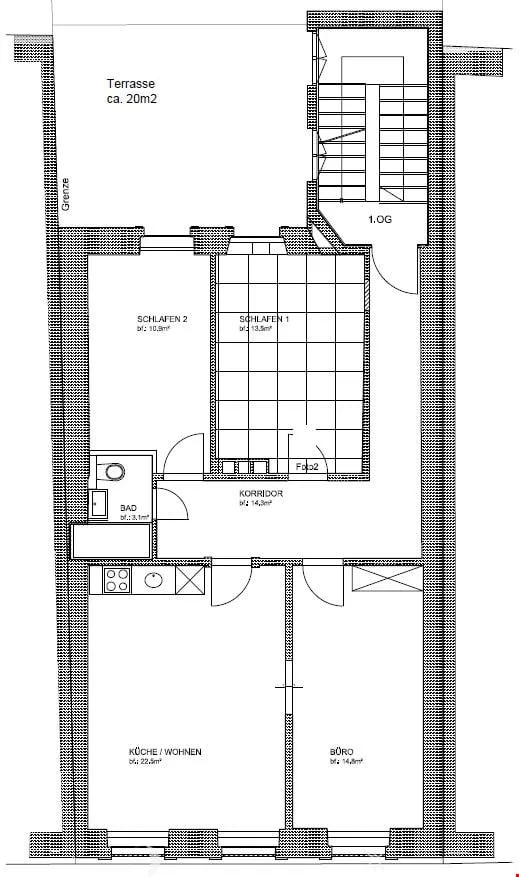 4 Bedroom Apartment with Terrace on 1st Floor – adjacent to the Old Town