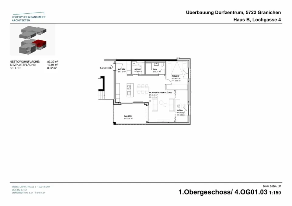 Au cœur de Gränichen 2,5 pièces appartements neufs
