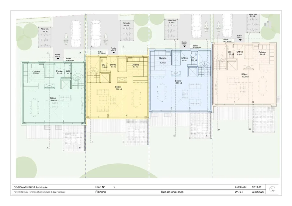 Vier moderne Townhouses auf dem Plan in Pinchat, Carouge