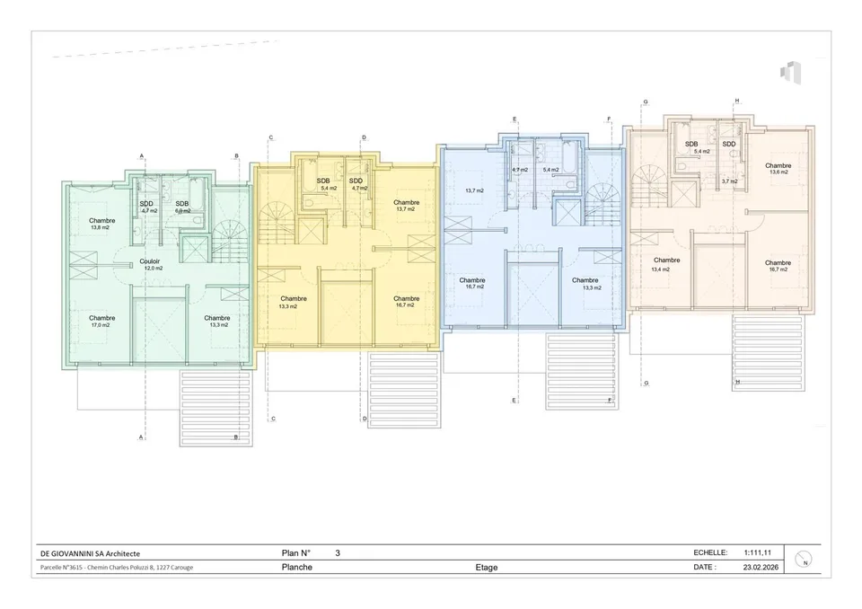 Vier moderne Townhouses auf dem Plan in Pinchat, Carouge