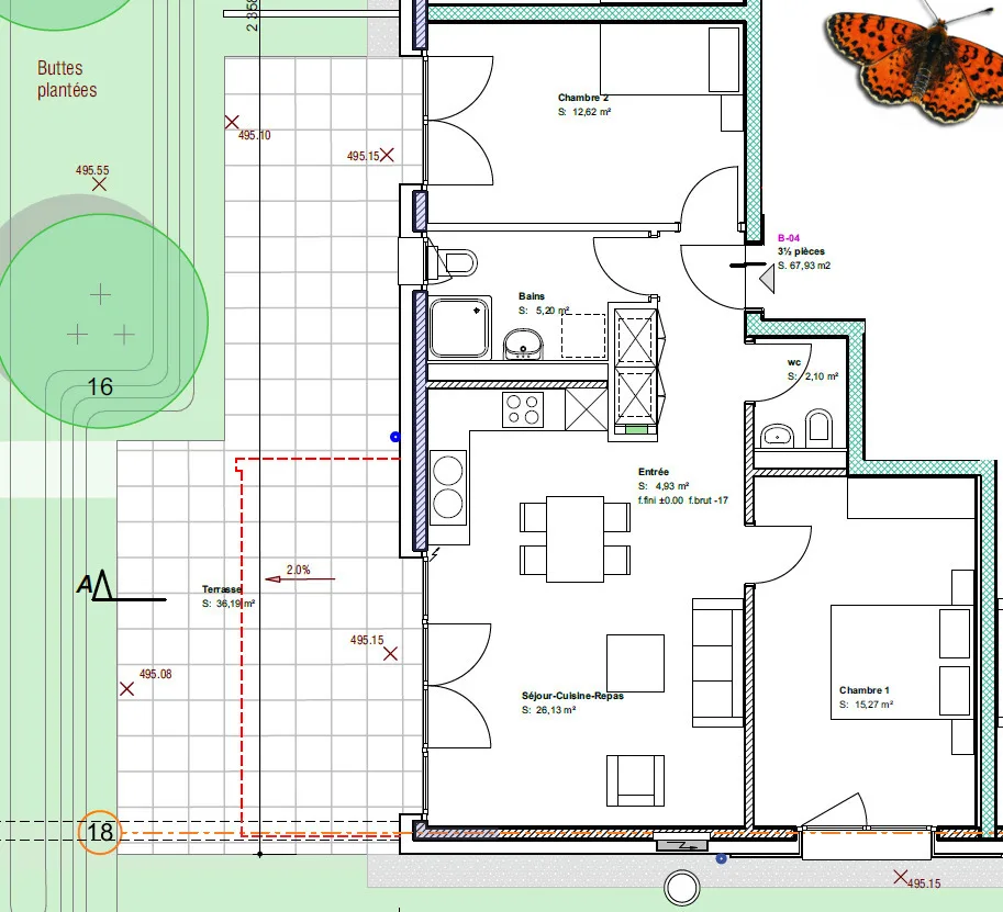 3½ PIECES - On the ground floor!