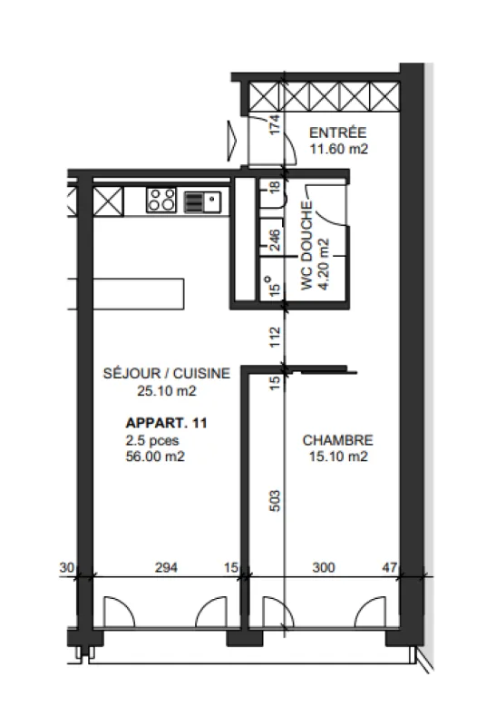 Appartement de 2.5 pièces entièrement neuf