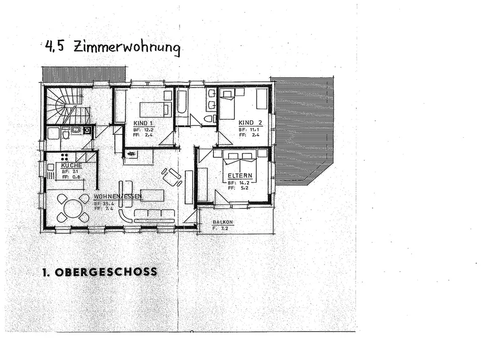 Bright 4.5-room apartment with balcony