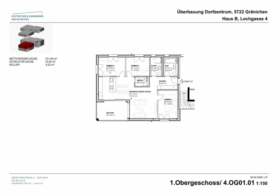 Au cœur de Gränichen 4,5 pièces appartements neufs