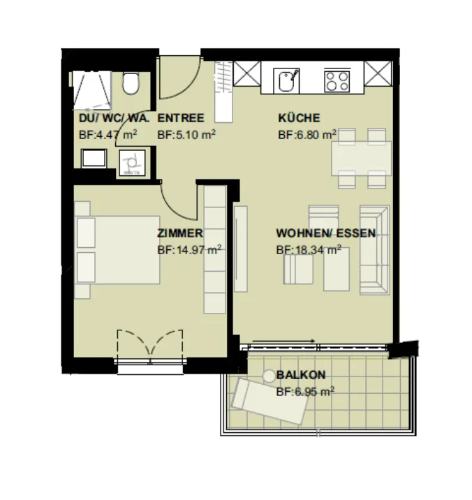 gehobene 2.5-Zi-Wohnung mit Balkon und Weitsicht direkt beim Bahnhof
