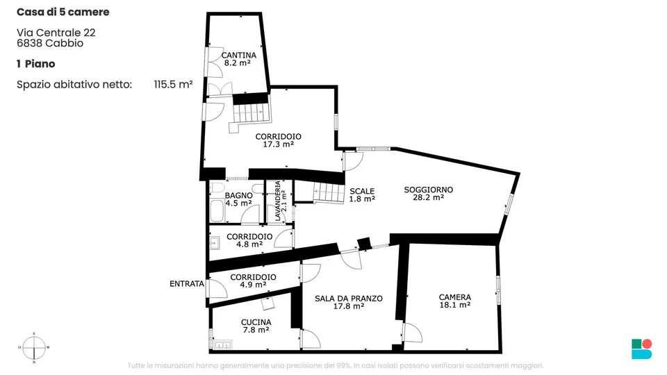 Characteristic and renovable 5-room house in Cabbio