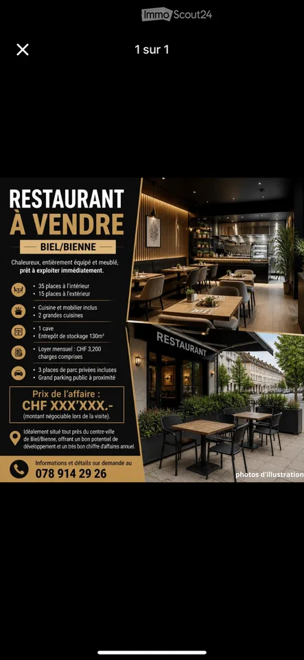 Restaurant à vendre à Biel/Bienne