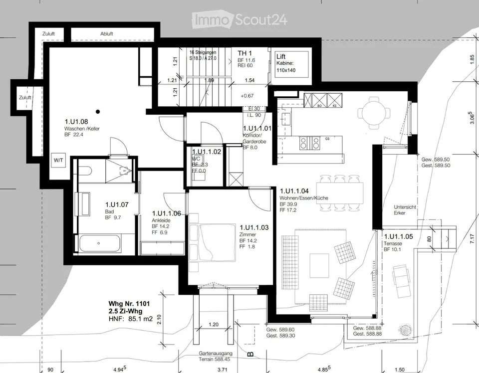 Appartamento moderno 2.5 locali con balcone e sauna in una posizione tranquilla a Zurigo 8044