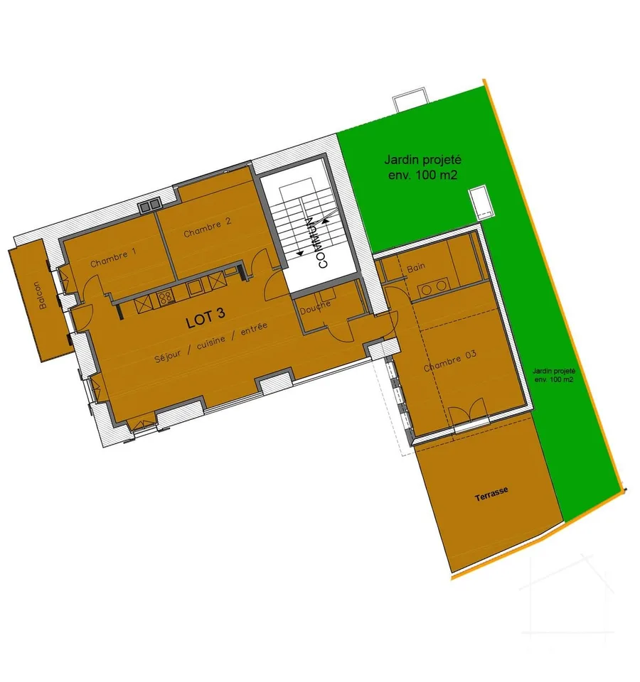 Appartement de 4 pièces avec terrasse et jardin privatif - Brent