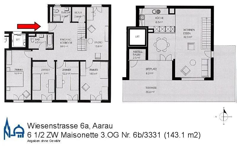 Stylish, modern 6 ½-room maisonette apartment, 143m2