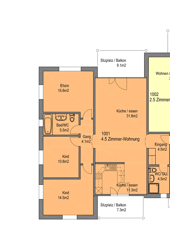 Charming 4.5 room apartment with seating area and balcony