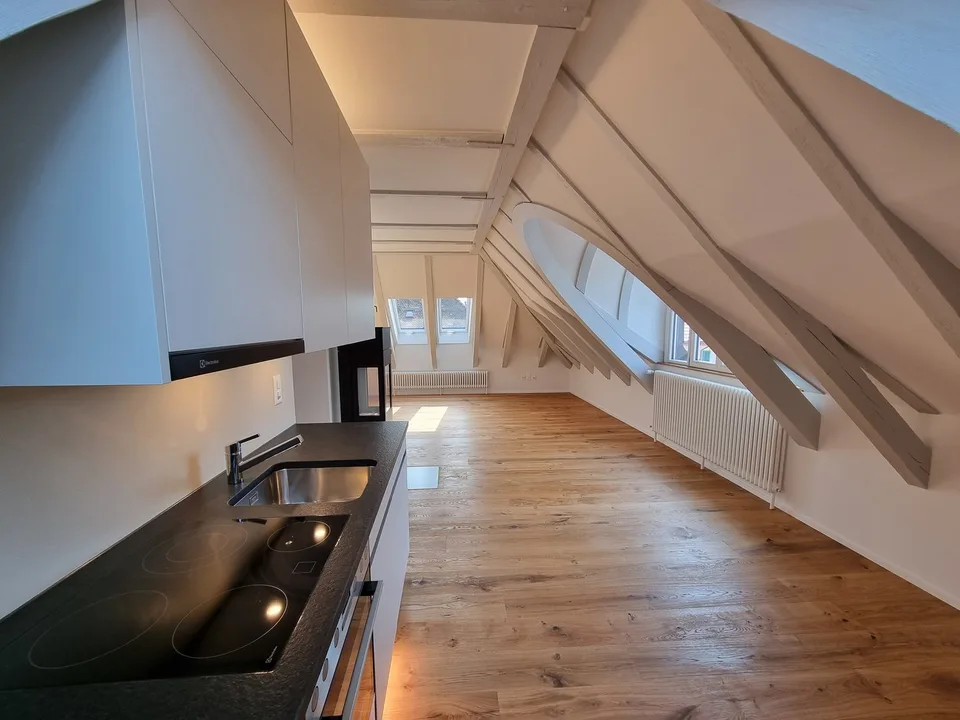 Sehr helle, sonnige 2 Zi. Single Wohnung im Dachgeschoss