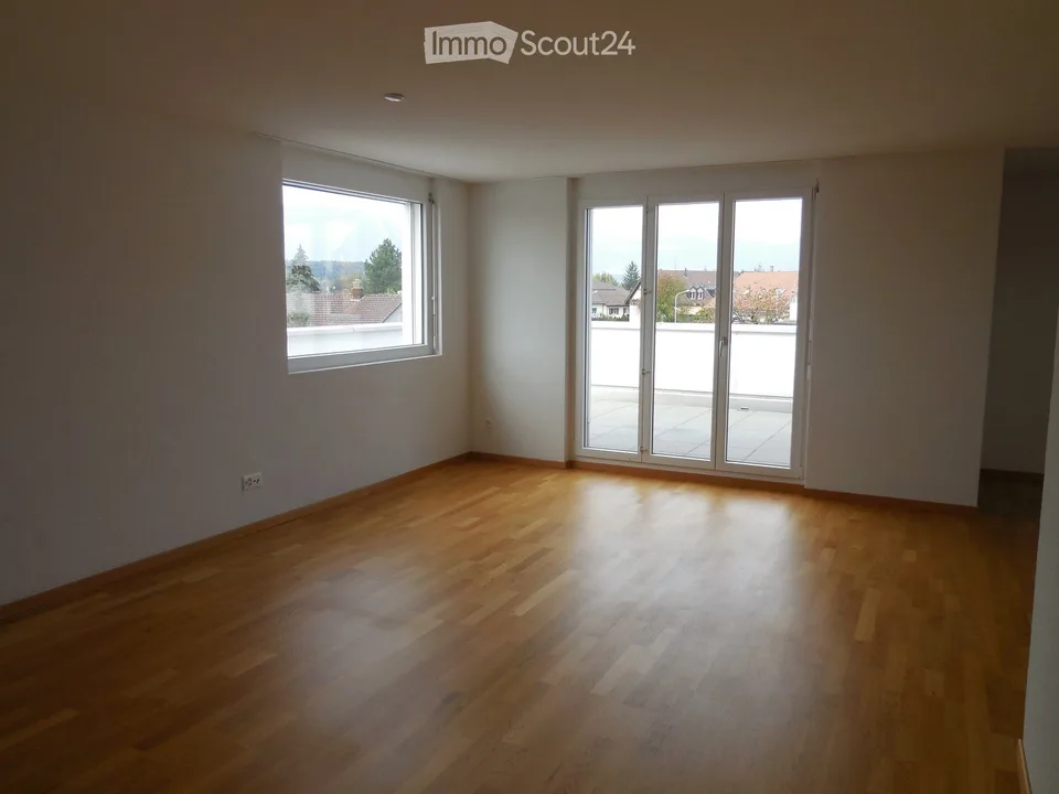 Attika-Wohnung: Grosse Zimmer, eigene WM / Tumbler, Terrasse (70m2)