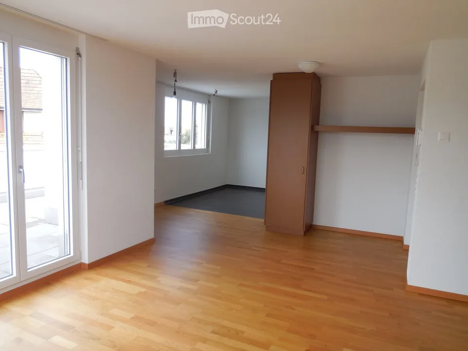 Attika-Wohnung: Grosse Zimmer, eigene WM / Tumbler, Terrasse (70m2)