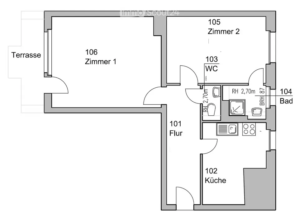 Wohnung 2-Zimmer mit Parterre im Höngg