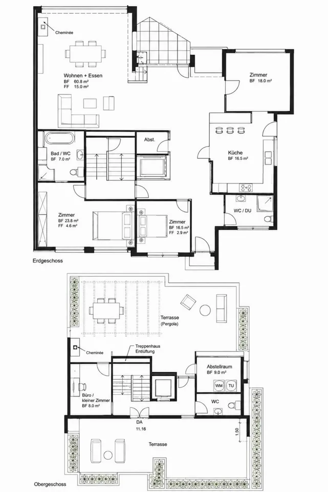 Appartement maisonnette exclusif avec accès direct en ascenseur et terrasse sur le toit de rêve