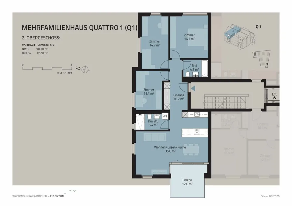 WOHNPARK VILLAGE - INIZIO DELLA 2A FASE - APPARTAMENTO 4,5 LOCALI AL 2° PIANO