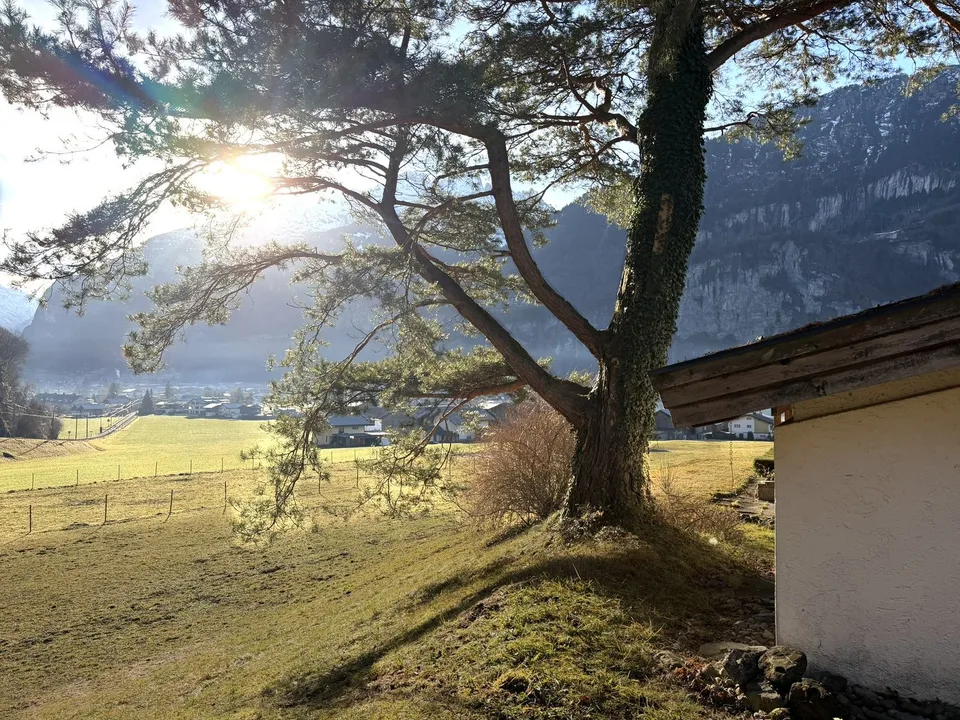 Domaine discret avec vue impressionnante sur les montagnes
