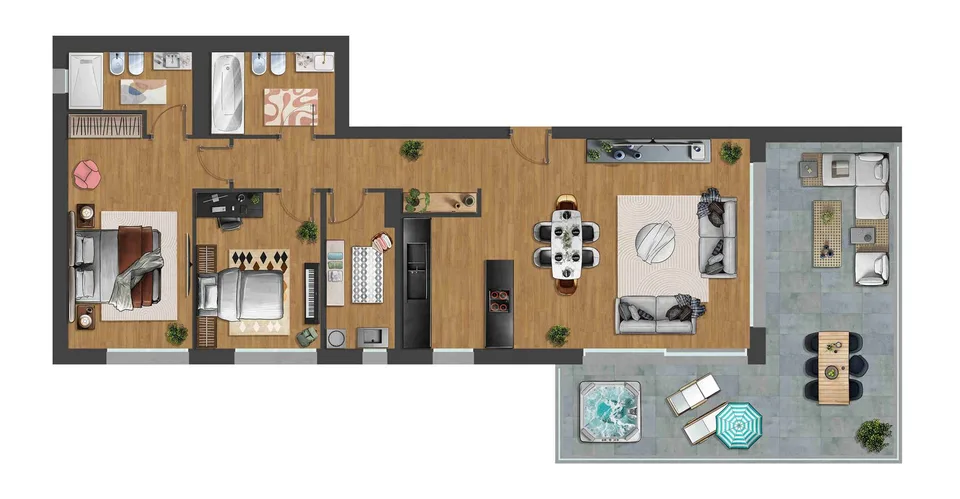 Neue geräumige Wohnung mit großer Terrasse