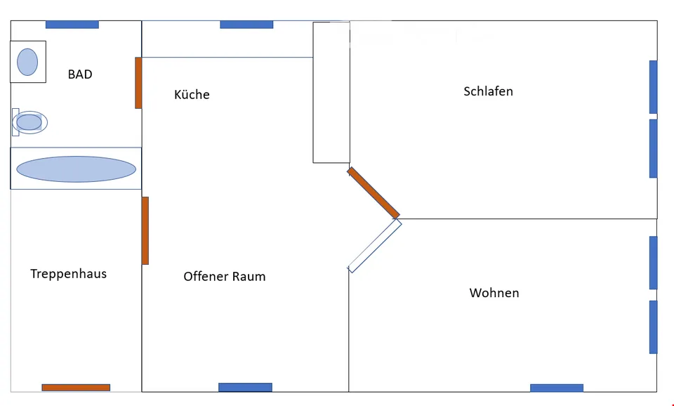 Appartement lumineux dans une maison de 2 familles avec jardin – situé au centre et confortable