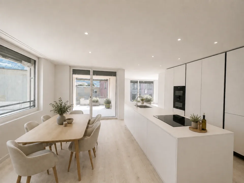 Stilvoller Erstbezug - 3.5-Zimmer-Gartenwohnung mit Sitzplatz und Grünfläche