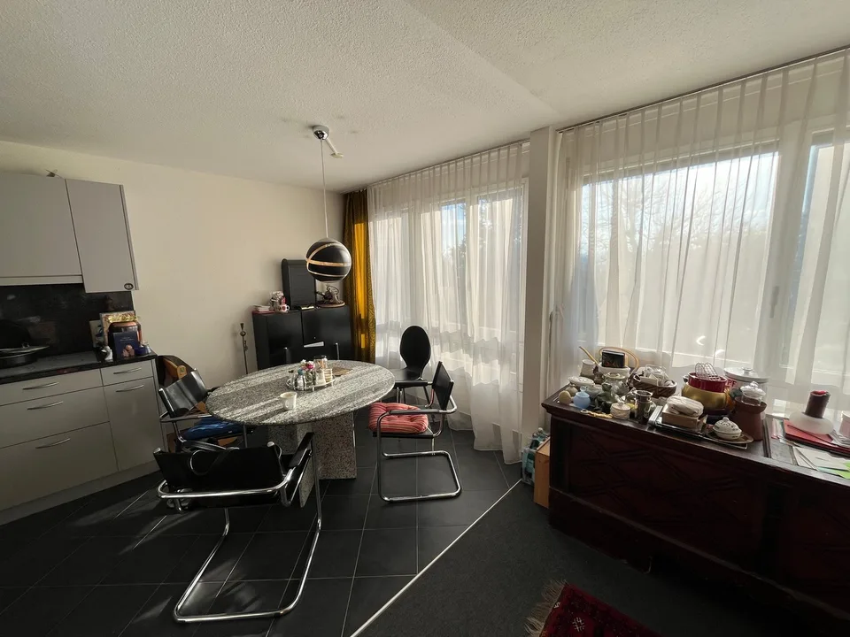 5.5-room maisonette apartment with garden seating area high above Lake Greifensee.