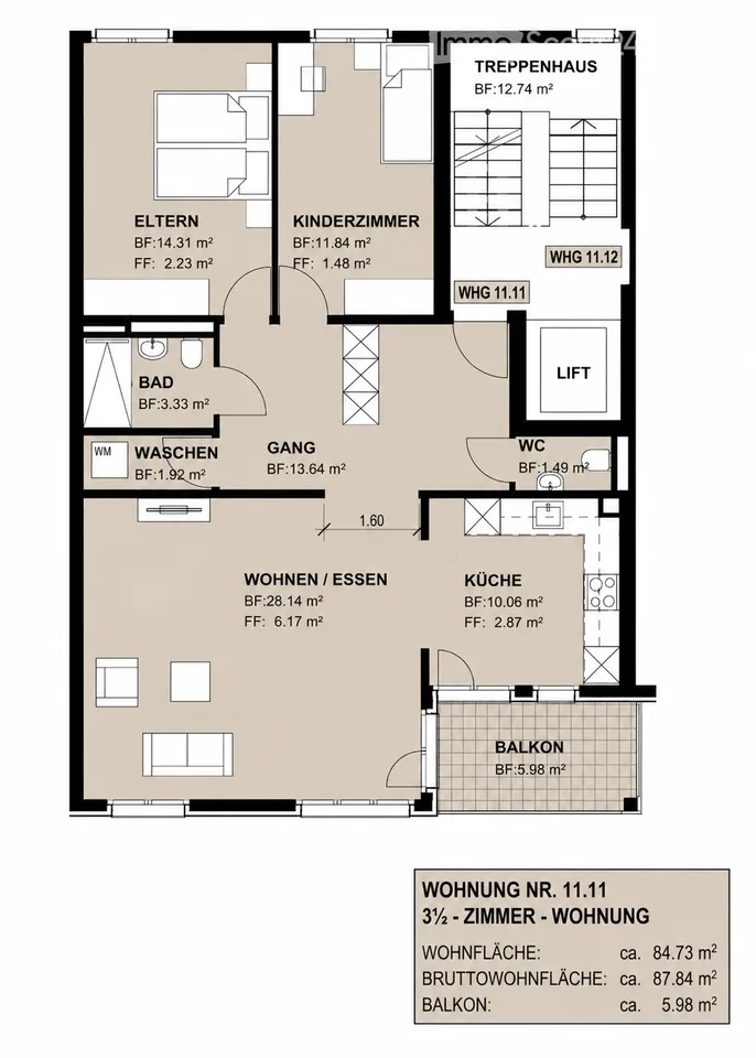 Erstvermietung nach Totalsanierung - 3.5-Zi. Wohnung im 1. OG