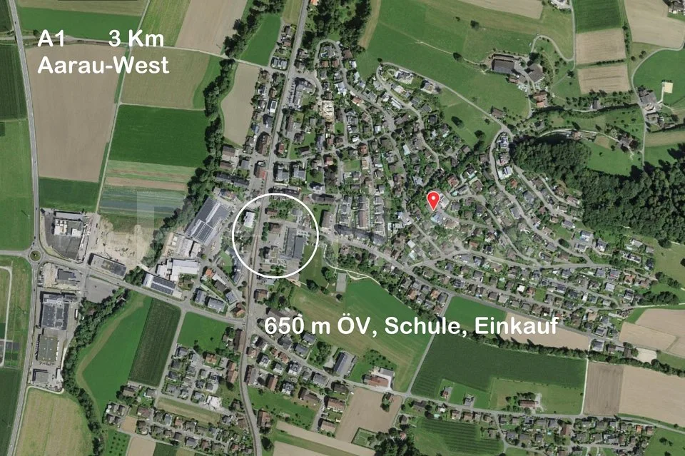 Bauland, 1'343 m², Bauzone W2A, Villen-Hanglage, unverbaubare Weitsicht, nahe A1 und Aarau – Foto 7 von 9