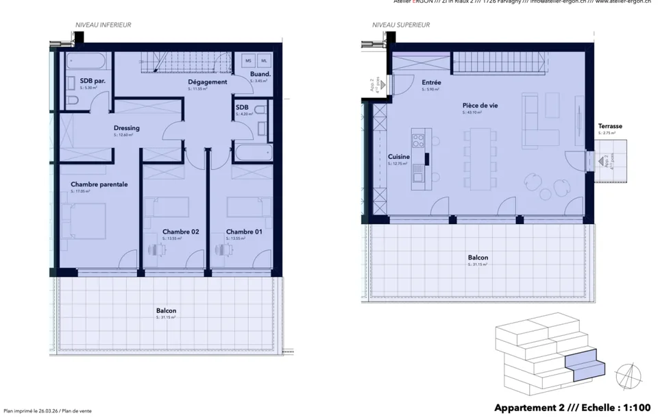 Lot A2 - Appartement 4.5 pcs Duplex en terrasse – Foto 10 von 11