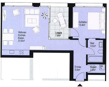 Generous and urban 2.5 room apartment – photo 8 of 8