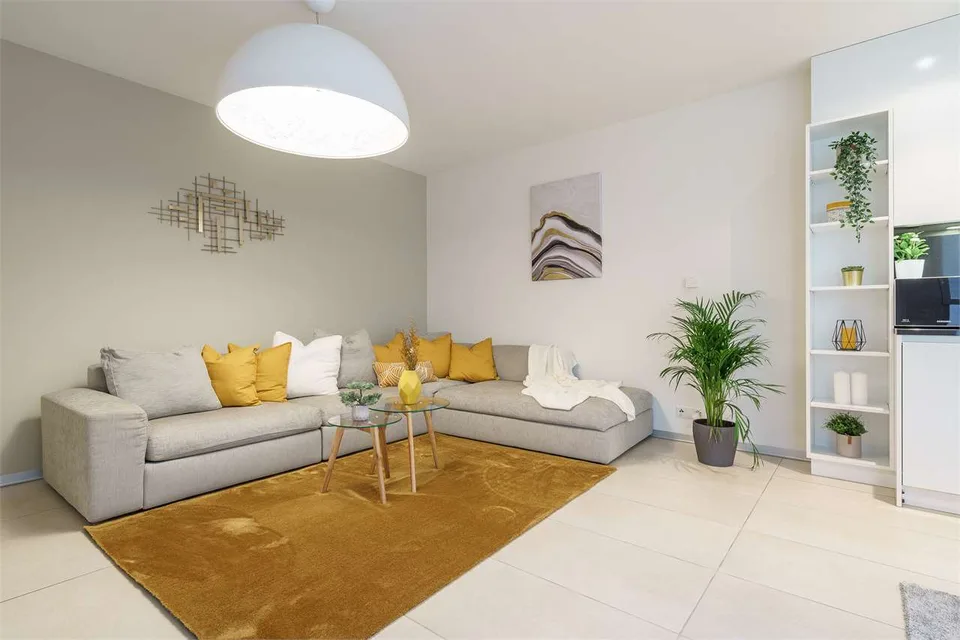 Elegantes 3.5-Zimmer-Wohnung mit Mobiliar und Blick auf den Monte San Salvatore