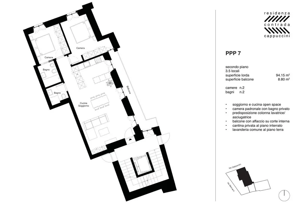 Residenza Contrada Cappuccini - Appartamento di 3.5 al secondo piano nel cuore di Locarno (residenza secondaria) – foto 5 di 5